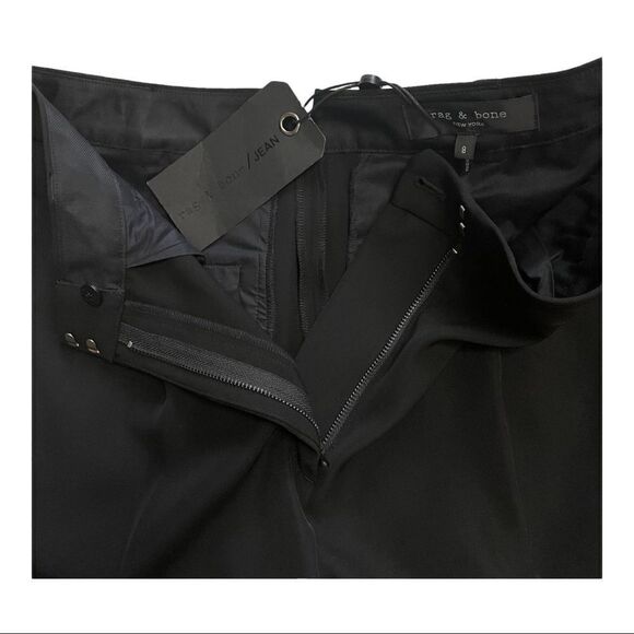 NEW RAG & Bone Leslie Crepe Short Black Classic Fit Relaxed Pleated Womens 8 - Picture 5 of 7